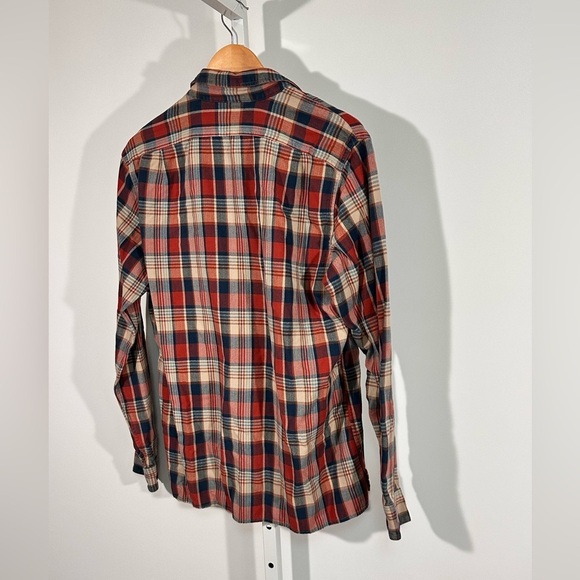 J.Crew broken-in plaid flannel popover red navy soft brushed cotton M classic - Picture 5 of 7